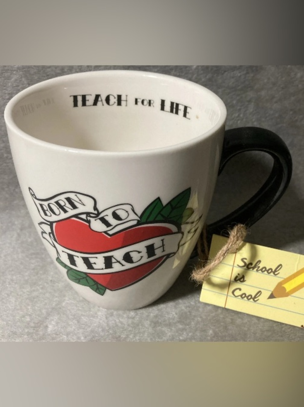 Teacher Gift Coffee Mug Born To Teach Teach For Life NWT Secret Celebrity